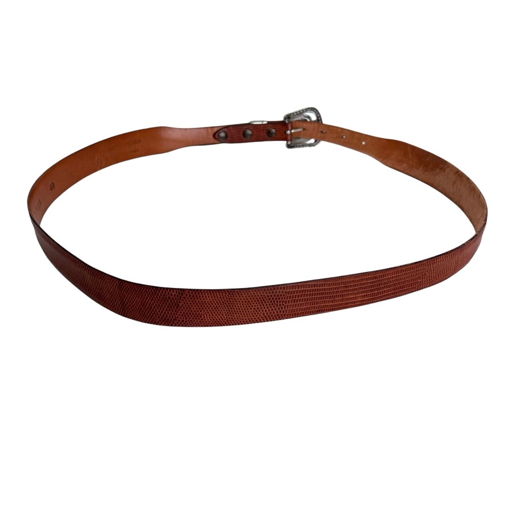 R. Schaezlein Vintage Lizard Belt Sterling Silver Buckle Size 40 - Picture 3 of 11